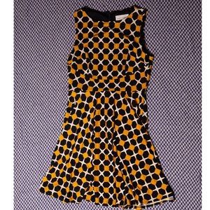 Donna Morgan Navy/Yellow Print Dress, sz 8